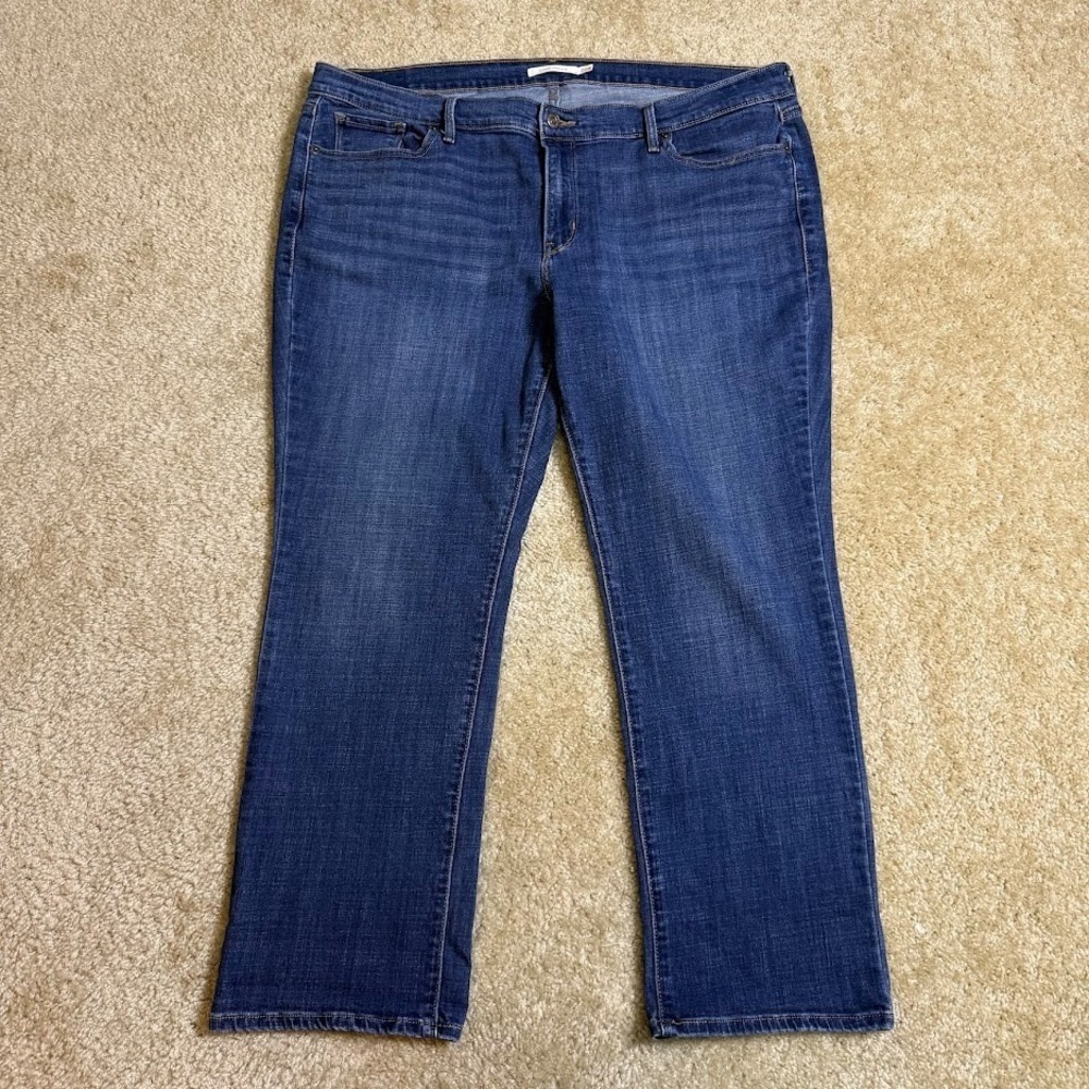 Levis Classic Straight Jeans Womens 20W Plus Blue Mid Rise Stretch Denim Casual